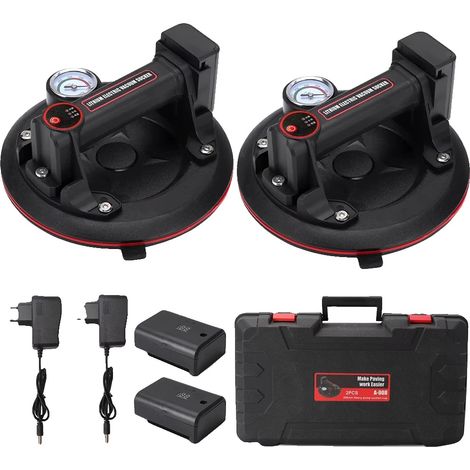 Vakuum-Saugnäpfe, 200 kg Tragfähigkeit, LED-Anzeige, 2 Stück mit 2 Batterien (1/2)