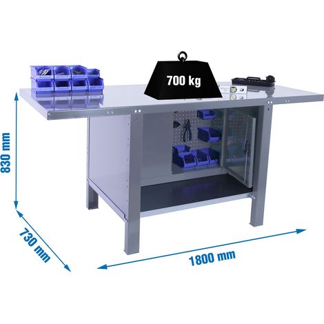 Simonrack Simonwork Schwerer Metall-Arbeitsplatz grau 830x1800x730 mm
