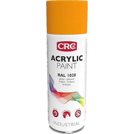 Peinture acrylique en aérosol CRC, Jaune RAL 1028 Brillant, 400ml ( Prix pour 1 )