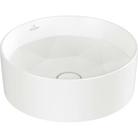 Villeroy & Boch Octagon - Vasque à poser, diamètre 42 cm, sans trop-plein, sans trou pour robinetterie, CeramicPlus, Stone White 5A5640RW (1/3)