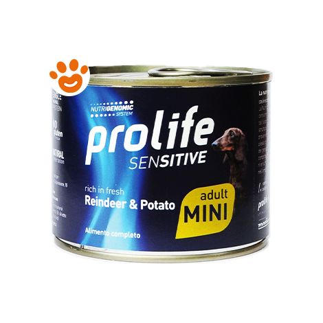Prolife Dog Sensitive Adult Mini Renna e Patate  - Prolife Dog Sensitive Adult Mini Renna e Patate - Lattina Da 200 Gr