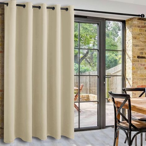 Bedroom Curtains Light Beige Thermal Insulating Curtain Length 203 x Height 213 cm 1 Piece Large Blackout Curtain with Eyelets Phonic Noise Cancelling Room Divider Curtains Home Decoration for (1/5)