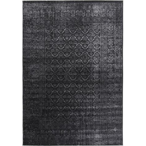 Tapis salon et chambre 80x150 noir rectangle tissé motif ethnique LUMIN 4 (1/5)