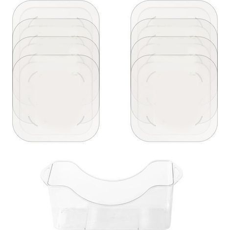 Ensemble de 9 assiettes en acrylique transparent – Avec assiette à déchets et plat en forme d’os – Vaisselle de table (1/5)