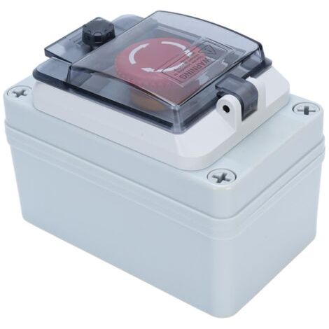 Bouton d'arrêt d'urgence avec boîte IP67, interrupteur poussoir d'arrêt étanche pour l'intérieur et l'extérieur (1/5)