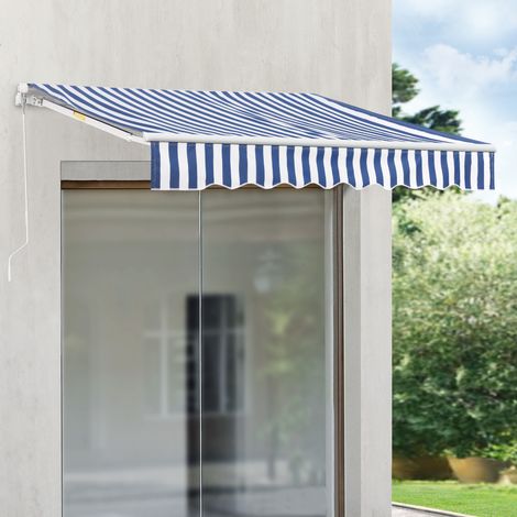 Toldo Articulado Bitonto Retráctil Manual 350x250 cm - Azul/Blanco [en.casa] (1/5)