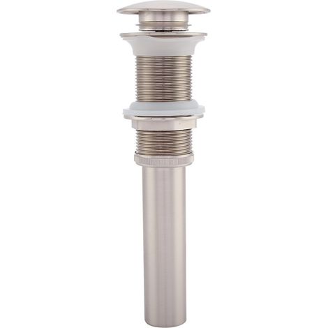 Bonde de lavabo escamotable en laiton G1 1/4", sans trop-plein, nickelée, pour salle de bain (1/4)