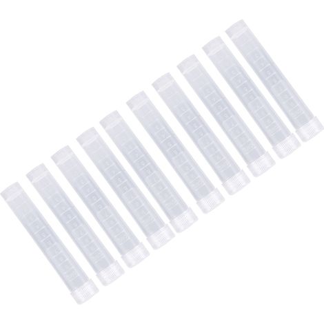 Lot de 10 tubes à essai congelés en plastique de 10 ml, bouchon à vis blanc. (1/5)