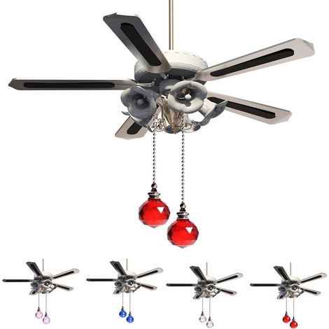Pendentif Pour Ventilateur De Plafond - Boule Cristal Blanc Faux - Chaîne De Tirage 54,5 Cm - Diamètre 3 Cm - Décoration Intérieure - 1 Pièce (1/5)