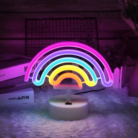 Bardusch - LED Néon Lumières, Enseigne Lumineuse arc-en-ciel Neon Sign, Neon Décorations murales veilleuse, USB/à piles Panneau néon, pour chambre,Salle de Jeux (1/5)
