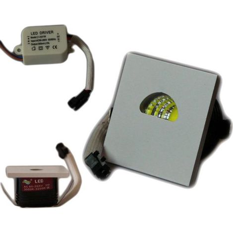 FARETTO COB AD INCASSO SEGNAPASSO A LED 3W 220V LUCE FREDDA CALDA QUADRATO LUNA Fredda(Bianca)