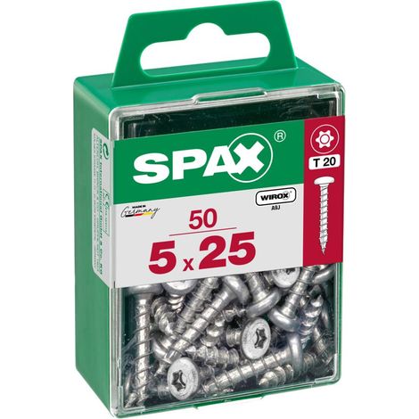 Set di 50 viti SPAX Torx in acciaio a testa tonda, Diam.5 mm x L.25 mm SPAX