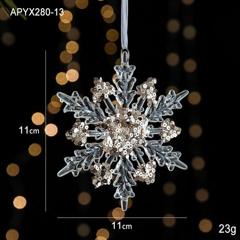 Suspensions de Noël en acrylique transparent à paillettes, ornements flocon de neige pour sapin, décoration festive pour maison, vitrine, fête et ambiance hivernale (1/5)
