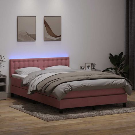 Boxspringbett mit Matratze & LED Rosa 140x210 cm Samt vidaXL (1/5)