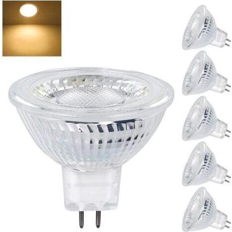 Pr Ampoules LED GU5.3 MR16 12V, 5W Equivalent à 40W Lampe Halogène, Blanc Chaud 2700K, 350LM, Ampoules LED Spot 12V, Lampe Réflecteur Faisceau Large 120° Non Dimmable, Paquet de 6 [Classe énergétique (1/4)