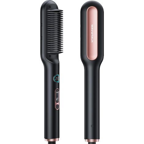 Brosse Lissante pour Cheveux, Fer à Lisser et Brosse 2 en 1  Ionique Lisseur Brosse à Cheveux en Céramique Anti-Brûlure avec Affichage, Double Tension (100-240V), Prise EU (1/5)