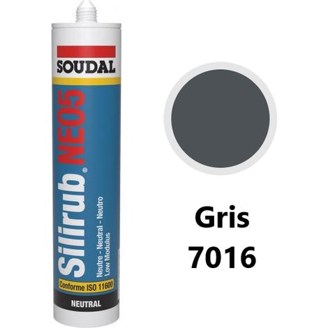Mastic silicone n oxime neo5 cart.300ml ton gris - Teinte : 7016 - SOUDAL (1/3)