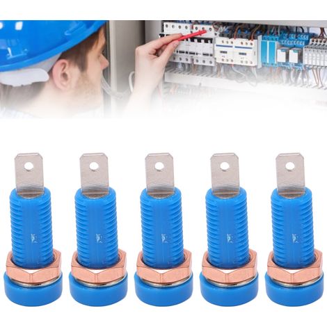 J.40015 Prise de panneau 4 mm avec fiche banane 4 mm, bornes en laiton, vendue par paquets de 10 (bleu). (1/5)