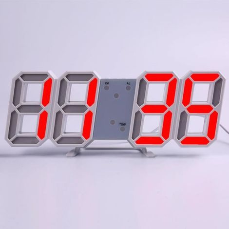 horloge murale 5 Horloge Murale Digitale Led Avec Alarme Réveil, Date Et Température, Rétro-éclairage, Numér (1/4)