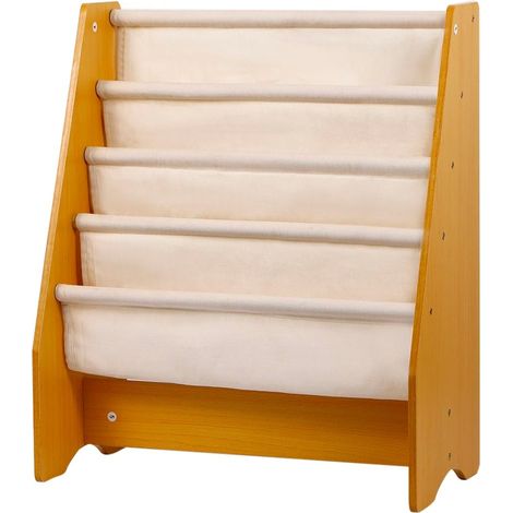 Librería infantil montessori estantería 4 niveles de madera y tela