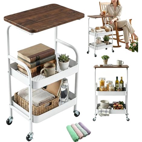 Carrito de cocina, almacenamiento multinivel, fácil movilidad, BLANCO (1/2)