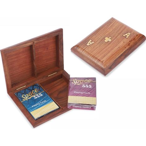 [PRODUIT RECONDITIONNE] Ajuny Boîte en bois double pont pour cartes à jouer