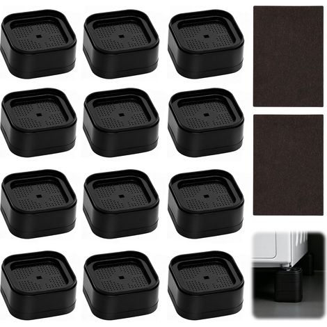 Rehausseur Pieds de Lit 12 Pièces, Rehausseurs de Meubles Empilables, Noir, Hauteur Simple 3,5 cm, Surelévateur pour Canapés, Tables, Armoires, Machines à Laver (1/4)