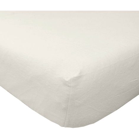 HOMESCAPES Cream Brushed Cotton Fitted Sheet 100% Cotton Luxury Flannelette, Double