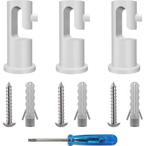 Support de Câbles pour Plafond/Mur 3 Pièces, Blanc, Plastique ABS (1/5)