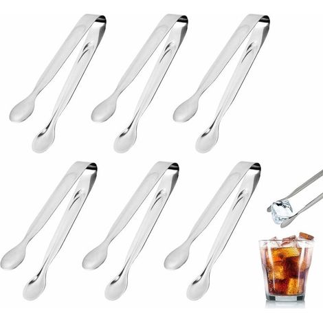 Pinze per il ghiaccio – Pinze da buffet – Pinze per griglia – Pinze in acciaio inox – Utensili da cucina – Pinze per lo zucchero – Accessori da bar – Set da 6 pezzi – 11 cm – Acciaio inox 304