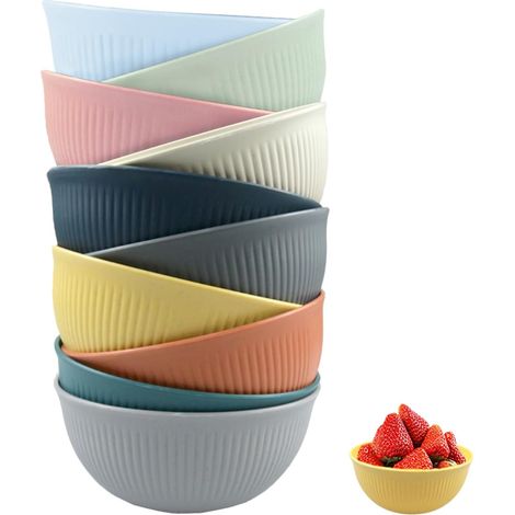 Lot de 10 Bols Plastique Grand Saladier Petit Déjeuner Soupe Céréales Fruits Cuisine Famille