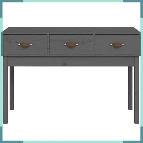 821756 Table console Gris 114x40x75 cm Bois massif de pin (1/5)