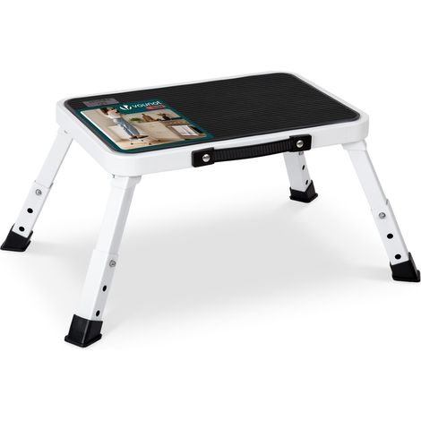 Marchepied Pliable à 3 Hauteurs Réglables en Métal Escabeau avec Grande Plateforme Antidérapant Charge Max.150 kg Tabouret Demi-marches Portatif pour Usage Intérieur et Extérieur (1/5)