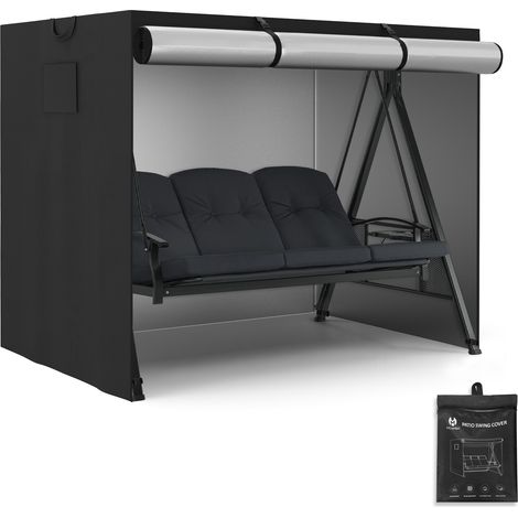 M MCombo Hollywoodschaukel Abdeckung 3-4 Sitzer, Abdeckplane Wasserdicht & UV-Beständig für Gartenschaukel 4093 4095 4088 8018, Schutzhülle 4002 (Oxford, Schwarz)