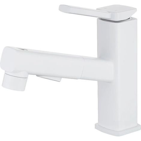 Lavabo extraíble, grifo de baño blanco, dispensador de agua fría y caliente, dispensador de enjuague bucal, grifo rociador de agua a prueba de salpicaduras (1/5)