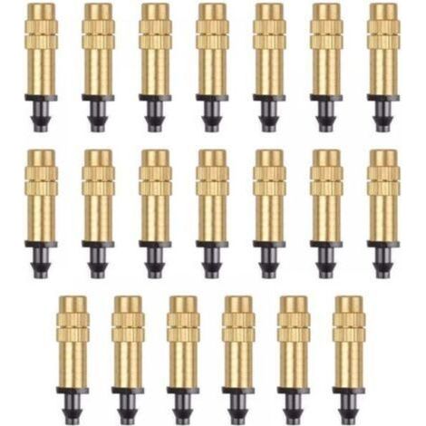 Pair 20 Pièces Buse d'Atomisation en Cuivre Réglable Pulvérisateur d'Irrigation Goutte à Goutte 4 / 7mm Atomisation Micro Arroseur Équipement d'Irrigation Refroidissement Jardin Serre Légumes