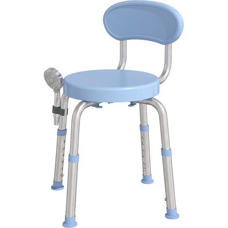 Tabouret de Douche Pivotant 360° Hauteur Réglable 5 Niveaux Bleu (1/5)