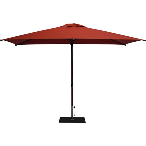 Ombrellone da Giardino 3x2 m Palo Ø38 mm in Alluminio Effetto Legno Tessuto Olefin Trend Wood Terracotta (1/5)