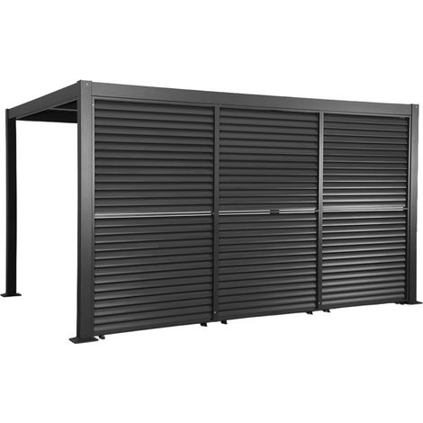 Louvered pergola 4x3m and 3 130 cm adjustable slat louver panels anthracite - Palace