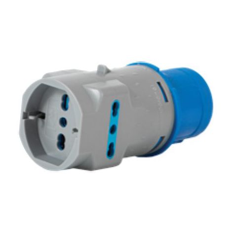 ADATTATORE TRIPLO SPINA BLU-16A+SCHUKO 73100 VB - 2P+T 16A IP44- 2 pezzi
