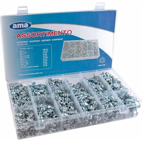 Lem Select – Assortiment de 775 graisseurs 11 types – Graisseurs M6/M8/M10 – Pour lubrification précise – Performance optimale et facilité d'utilisation
