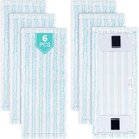 Lot de 6 housses de rechange pour balai d'essuie-glace Leifheit Clean Twist M Ergo Micro Duo/Power Clean M - Pour tous les types de sols - Efficace et absorbante - En microfibre - Pour enlever les (1/4)