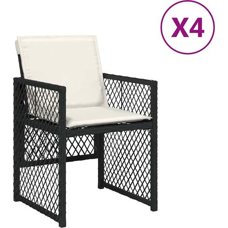 Lot de 4 Chaises d'extérieur - Chaises de jardin avec coussins noir résine tressée fr2322 - Maison La Vie (1/5)