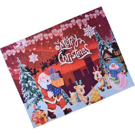 Tenture de Noël motif scène festive, décoration murale suspendue pour la maison, arrière-plan de Noël, 230x180 cm (1/5)