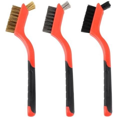 Lot de 3 Brosses Métalliques en Acier Inoxydable, Laiton, Carbone, Nylon, Brosses à Récurer pour Nettoyage de Soudure Slag Décapage Rouille Contre Poussière, 3 Petites (1/5)