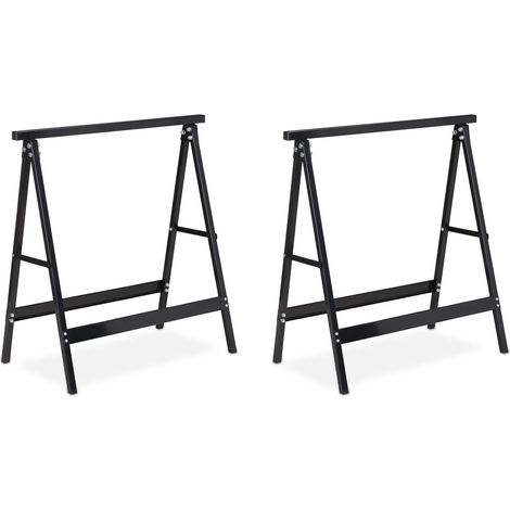 Set di due cavalletti in acciaio 100 kg nero 130002897