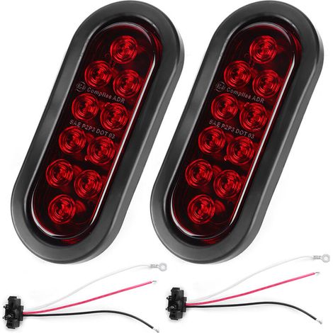 aqxreight Luz de posición lateral 2PCS 6 pulgadas Ovalada Roja Luces de conducción para camiones con clasificación de impermeabilidad IP65 para remolques, ATV, barcos, motor, freno, señal de giro