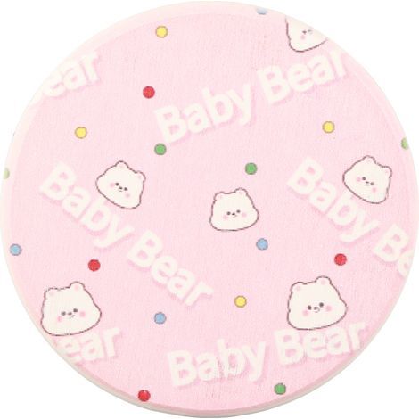 Dessous de verre rond en diatomite – Motif ours rose – Sous-verre absorbant pour table et bureau (1/5)