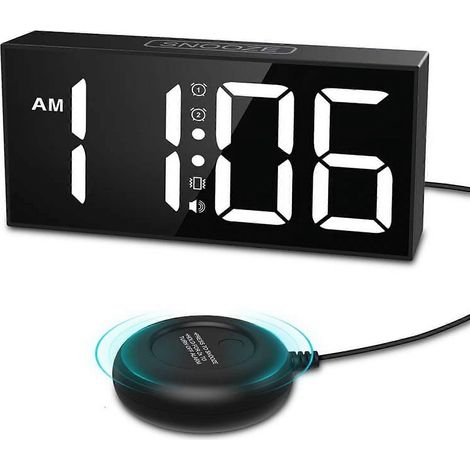 Ce réveil vibrant à LED de 7,5 pouces est doté d'un volume sonore élevé et d'une fonction de vibration du matelas, ce qui le rend adapté aux personnes ayant le sommeil profond et à celles souffrant de (1/5)