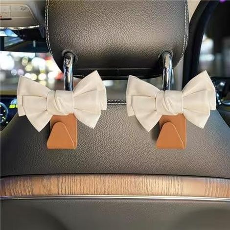 CCYKXA Set of 2 car seat headrest hooks, cute bow for seat back, handbag storage hook, hidden decoration, multifunctional hanging backpack organizer (1/5)